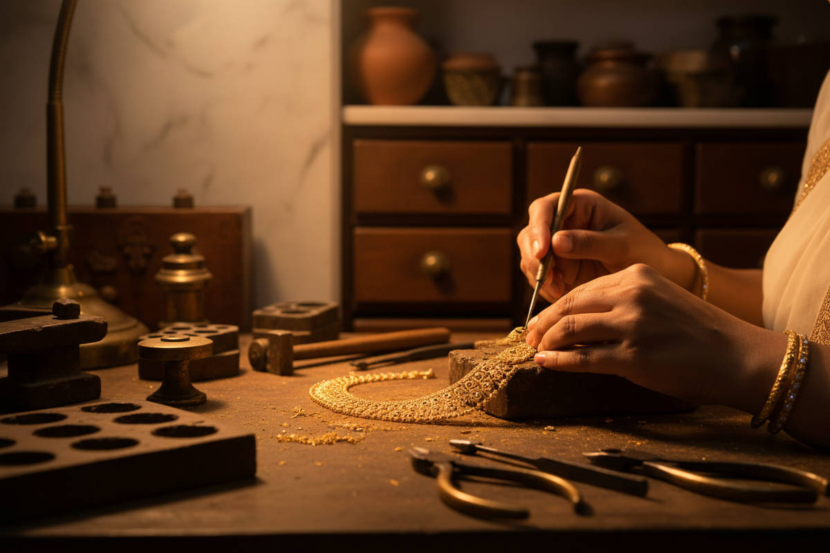 For generations, our artisans have dedicated themselves to the timeless craft of handcrafted jewellery. Each piece is a testament to purity, precision, and tradition.We believe in preserving the heritage of fine craftsmanship while creating pieces that celebrate life's most precious moments. Every design tells a story of dedication, artistry, and the pursuit of perfection.